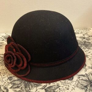 HAT 100% Wool  With Decorative Stitching and Rosette Unbranded